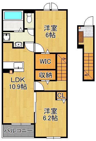 PARKSIDE COURTIV(2LDK/2階)の間取り写真