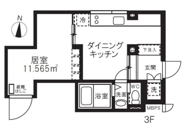 ミオテゾーロ哲学堂カーザ(1DK/3階)の間取り写真
