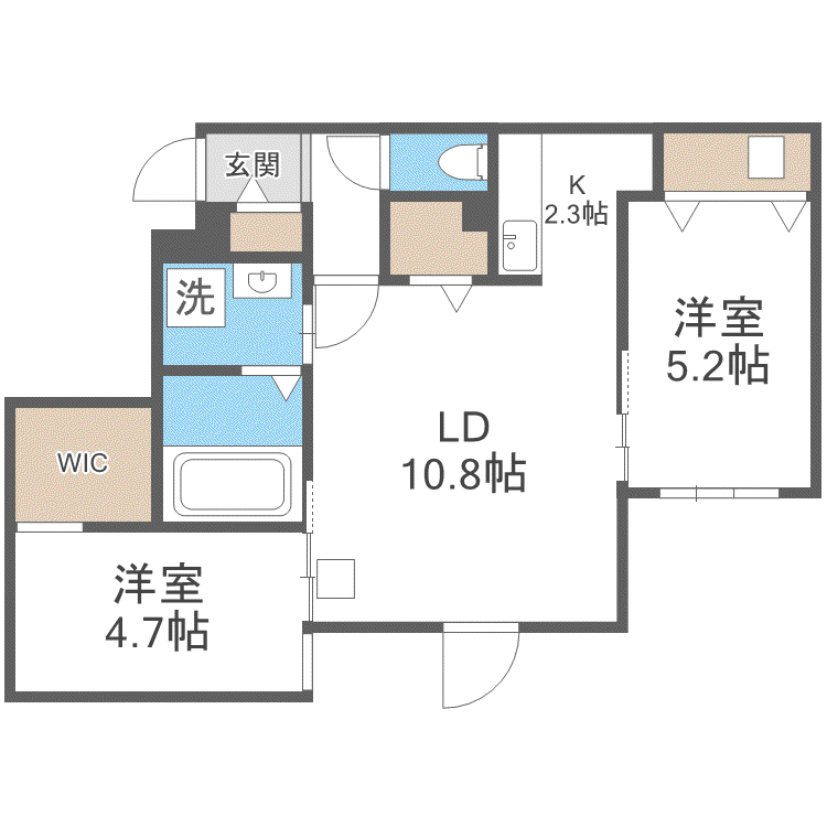 LE CLAIR MINAMIMARUYAMA(2LDK/2階)の間取り写真