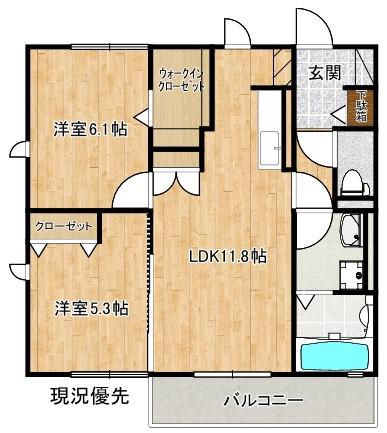ウィステリア(2LDK/3階)の間取り写真