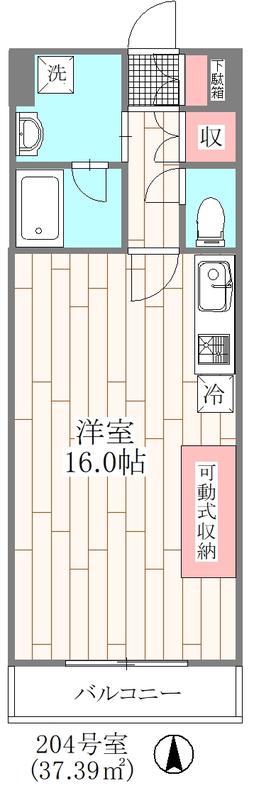 MOMOZONO(ワンルーム/2階)の間取り写真