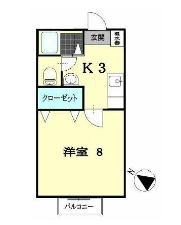 アリヴィオII番館(1K/2階)の間取り写真
