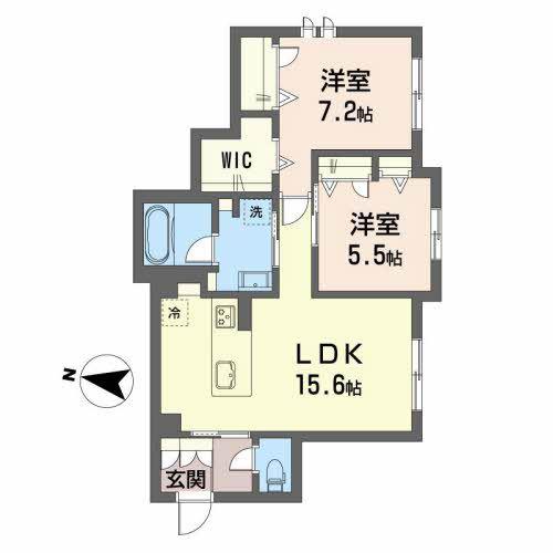 レジデンス西原べレオ(2LDK/1階)の間取り写真
