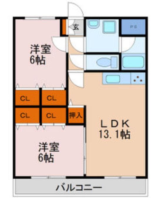 キングペレ(2LDK/1階)の間取り写真