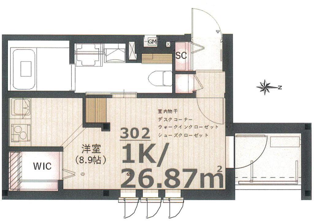 PRIMA SK 武蔵小杉 弐番館(1K/3階)の間取り写真