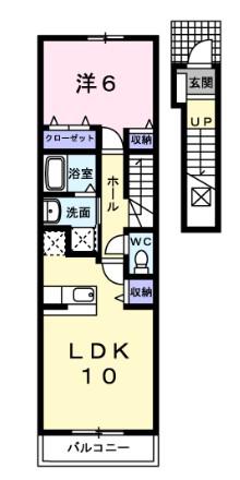 ウィルヴェスティージ参番館(1LDK/2階)の間取り写真
