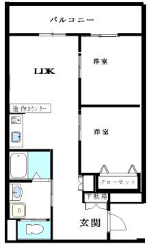 信川ハイツ(2LDK/2階)の間取り写真