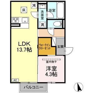 パルミエ III(1LDK/1階)の間取り写真