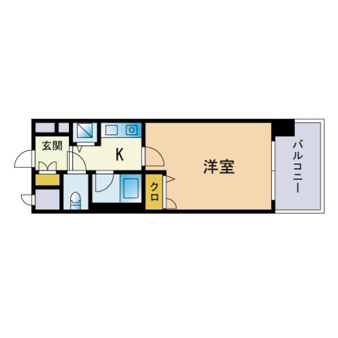 ライオンズマンション天神西(1K/6階)の間取り写真