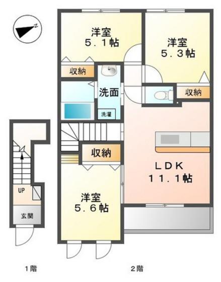 ブリリアント(3LDK/2階)の間取り写真