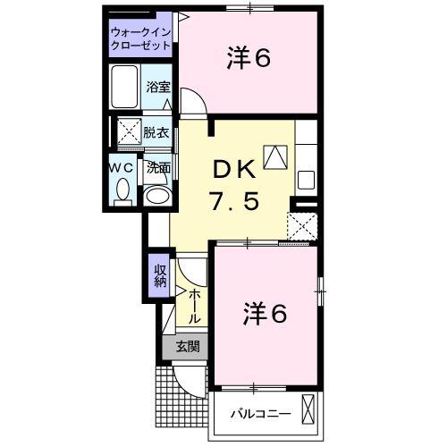 グレイス・カーサ(2DK/1階)の間取り写真