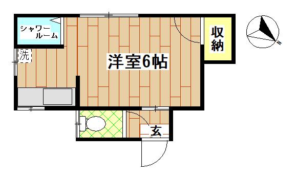 小野アパートメント(ワンルーム/2階)の間取り写真