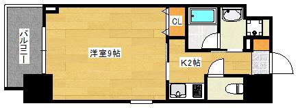 ブリリアンクラス河原町(1K/11階)の間取り写真