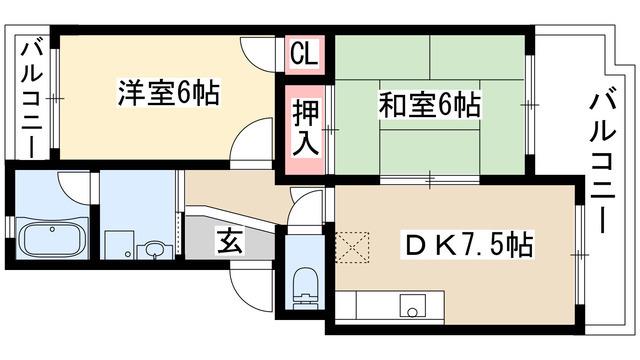 松栄マンション(2DK/1階)の間取り写真