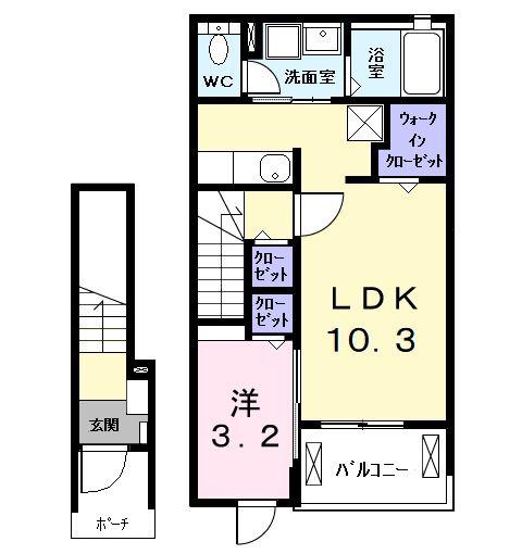 IZUMI1(1LDK/2階)の間取り写真
