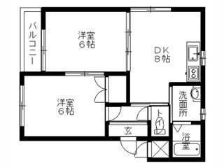 シティリバー(2DK/3階)の間取り写真