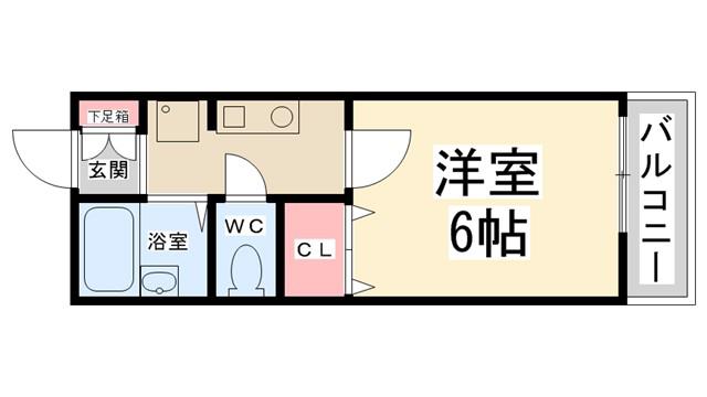 アムール花屋敷(1K/2階)の間取り写真