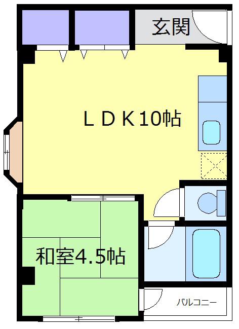 ラフィーネ2号館(1LDK/3階)の間取り写真