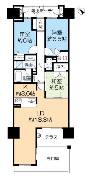 グランファースト千里桃山台7号棟(3LDK/1階)の間取り写真