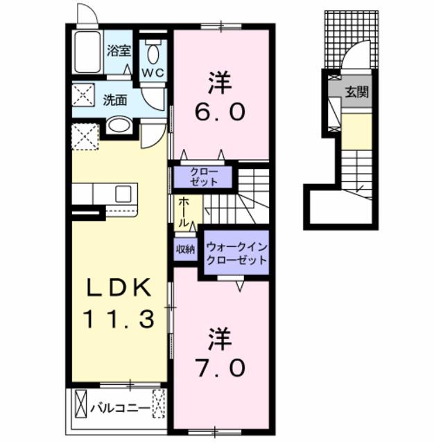 ヴァーサ・メローネI(2LDK/2階)の間取り写真