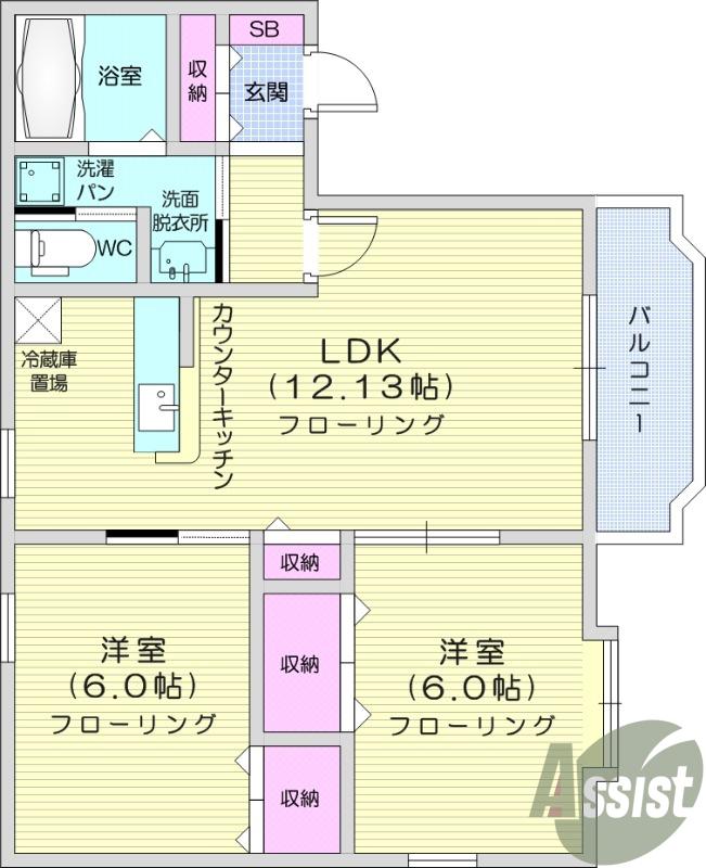 プログレール落合弐番館(2LDK/2階)の間取り写真