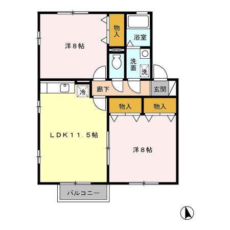 プラッツ A(2LDK/2階)の間取り写真