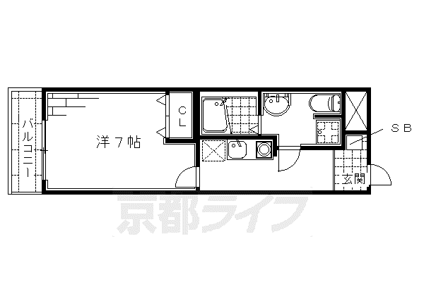 アルバローザ京都(1K/4階)の間取り写真