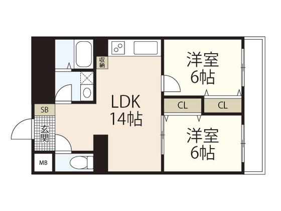 グリーンパ-ク庚午(2LDK/3階)の間取り写真