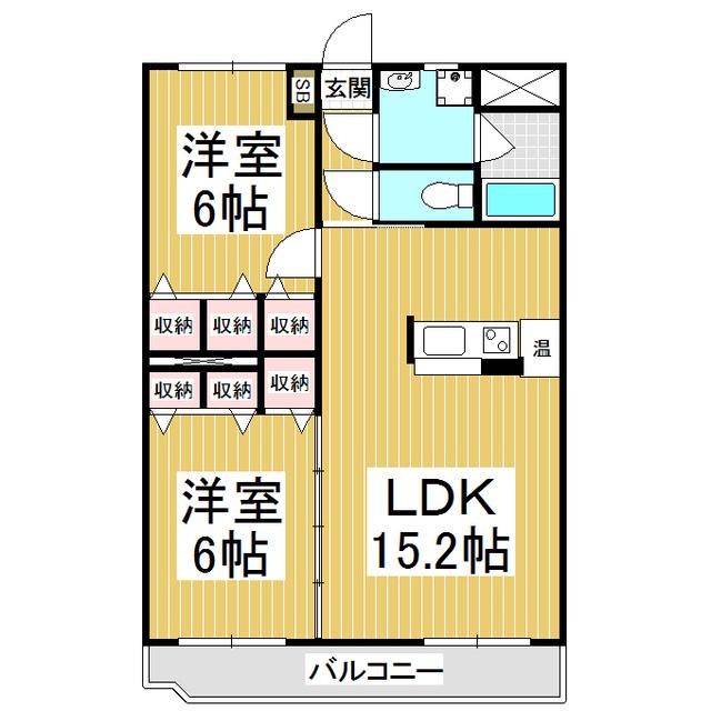 ブレイントレド(2LDK/4階)の間取り写真