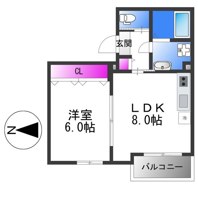 MELDIA大蓮I(1LDK/1階)の間取り写真