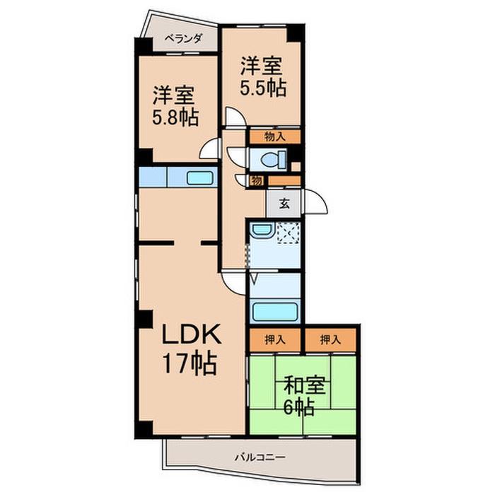 カサブランカ(3LDK/3階)の間取り写真