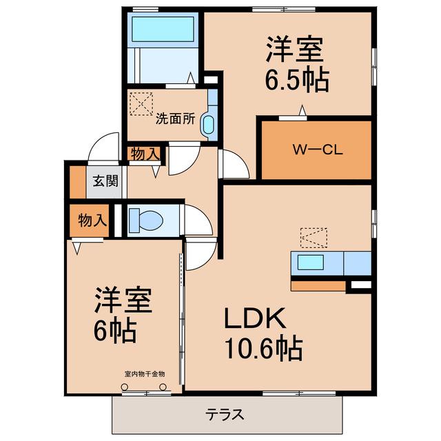 シャンクス(2LDK/1階)の間取り写真