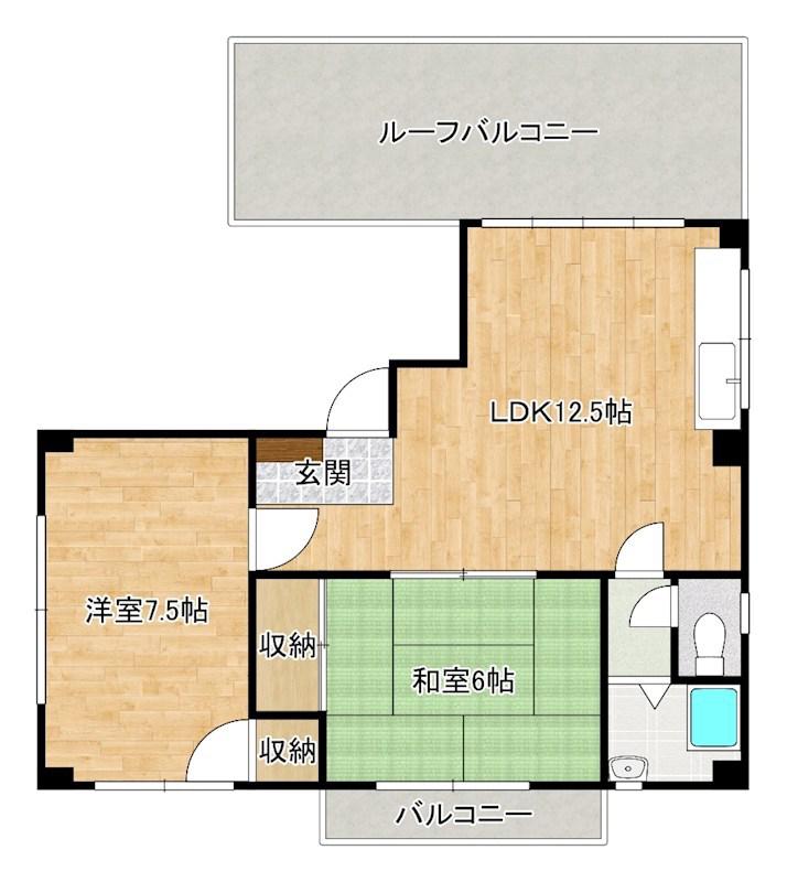 野坂ハイツ(2LDK/4階)の間取り写真