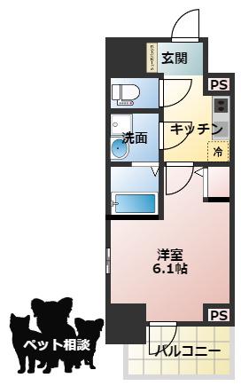 エスリードレジデンス大阪本町(1K/5階)の間取り写真