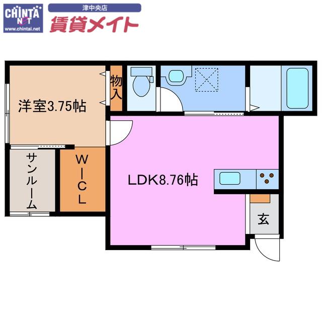 シャロームコートS(1LDK/1階)の間取り写真