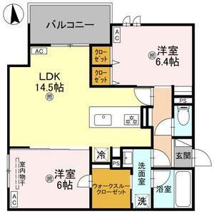 ココルトリシア(2LDK/1階)の間取り写真