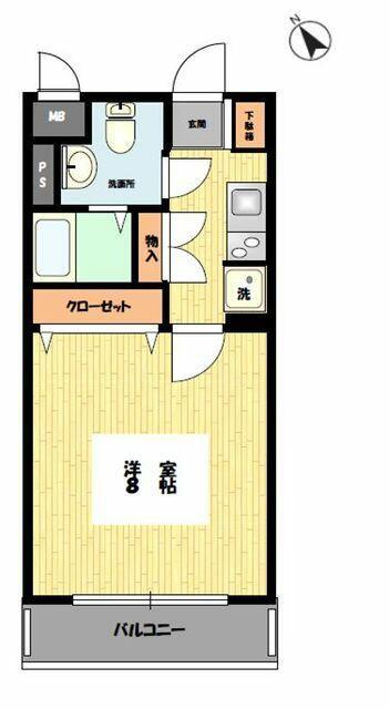 SENTIO橋本(1K/4階)の間取り写真