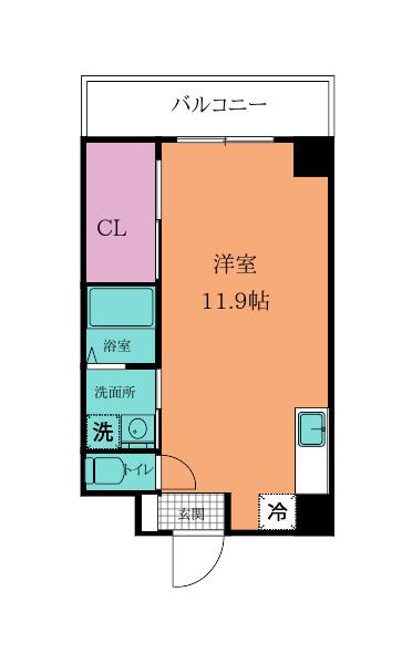 寿山ビル(ワンルーム/2階)の間取り写真