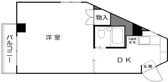 クリスタルコート26(1DK/2階)の間取り写真