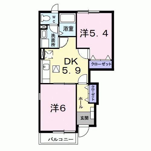 ハピネス瀬崎(2DK/1階)の間取り写真