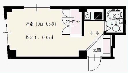 コムルヴァン岡本(ワンルーム/2階)の間取り写真