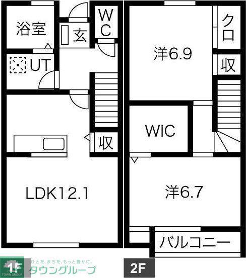 ボヌールB棟(2LDK/1階)の間取り写真