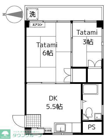 伏見ハイツ(2DK/4階)の間取り写真