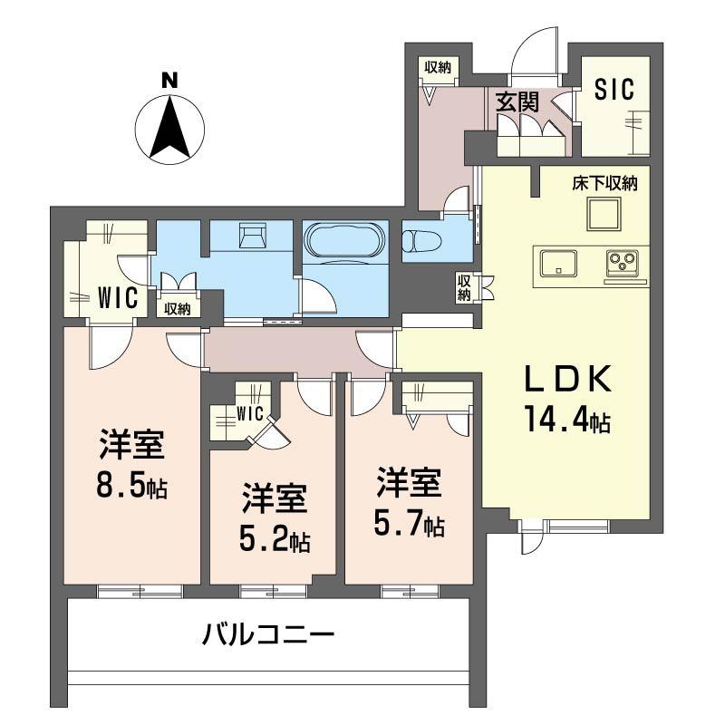 西武池袋線 富士見台駅 徒歩12分 3階建 新築(3LDK/1階)の間取り写真