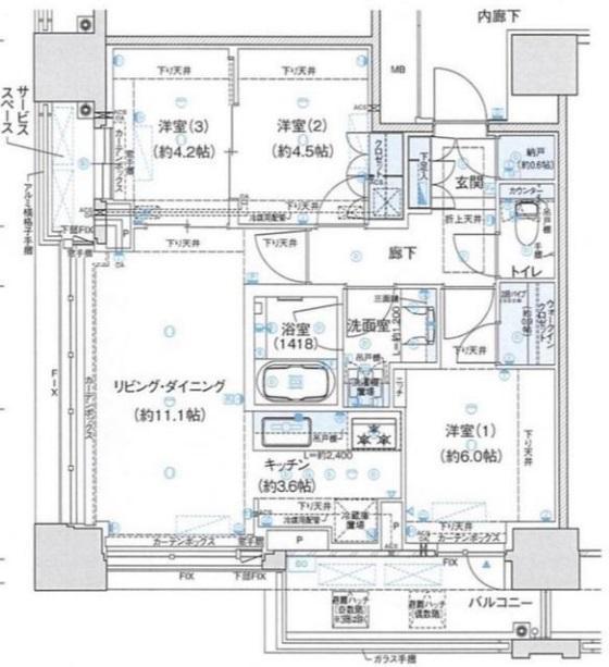 ウェリスタワー谷町四丁目(3LDK/8階)の間取り写真