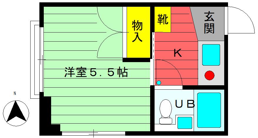 エスティビル(1K/4階)の間取り写真
