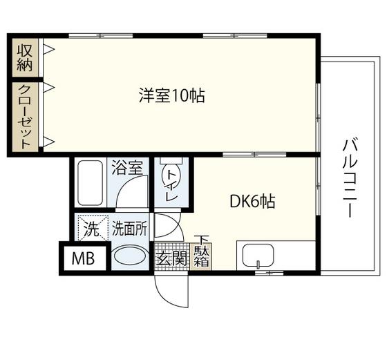 グランドメゾン西本(1DK/10階)の間取り写真