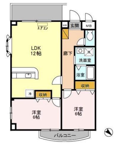 サニーコート18(2LDK/4階)の間取り写真