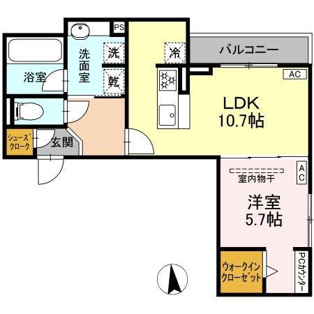 メラクラッツ(1LDK/2階)の間取り写真