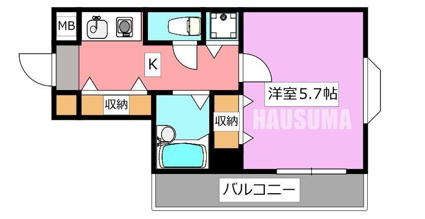 LUNA(1K/2階)の間取り写真
